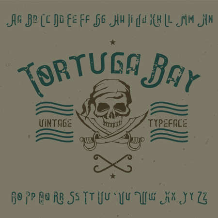 Vintage label font named Tortuga Bay. Good to use in any creative labels.のイラスト素材