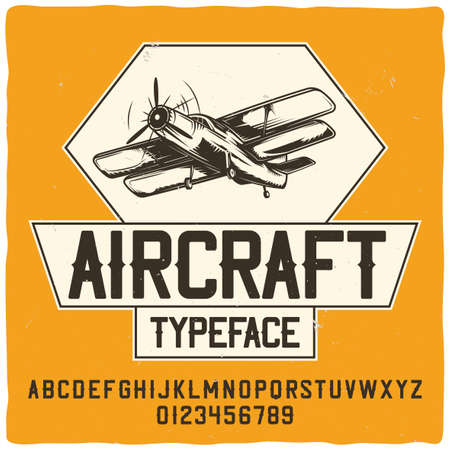 Original label typeface named "Aircraft". Good handcrafted font for any label design.のイラスト素材