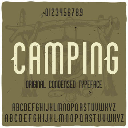 Vintage label typeface named "Camping". Good handcrafted font for any label design.のイラスト素材