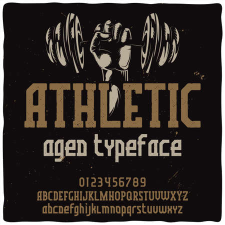 Vintage label typeface named "Athletic". Good handcrafted font for any label design.のイラスト素材