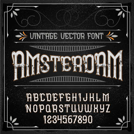 Vintage label typeface named "Amsterdam". Good handcrafted font for any label design.のイラスト素材