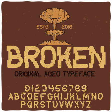 Original label typeface named "Broken". Good handcrafted font for any label design.のイラスト素材