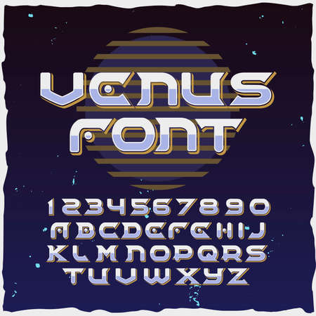 Original label typeface named "Venus". Good handcrafted font for any label design.のイラスト素材