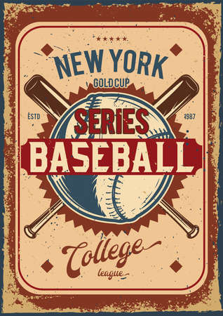 Advertising poster design with illustration of baseball ball and clubs on the background.のイラスト素材