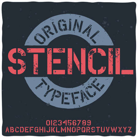 Original label typeface named "Stencil". Good handcrafted font for any label design.のイラスト素材