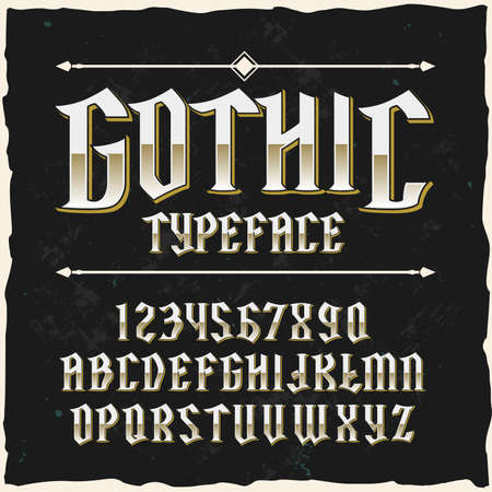 Original label typeface named "Gothic". Good handcrafted font for any label design.のイラスト素材