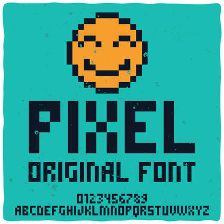 Vintage label typeface named "Pixel". Good handcrafted font for any label design.のイラスト素材