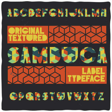 Vintage label typeface named "Sambuca". Good handcrafted font for any label design.のイラスト素材