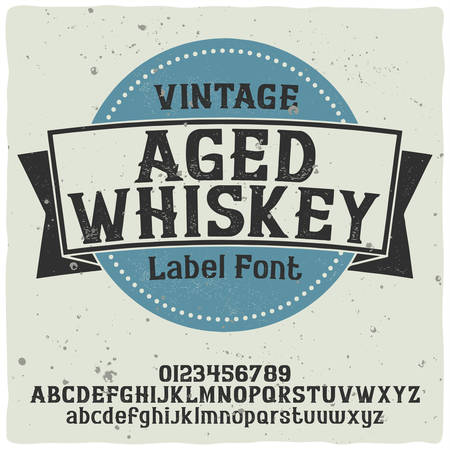 Vintage label typeface named "Whiskey". Good handcrafted font for any label design.のイラスト素材