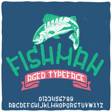 Vintage label typeface named "Fishman". Good handcrafted font for any label design.のイラスト素材