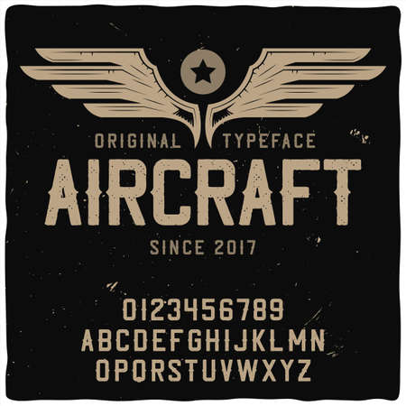 Original label typeface named "Aircraft". Good handcrafted font for any label design.のイラスト素材