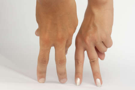 isolates of male and female hand gesture man show