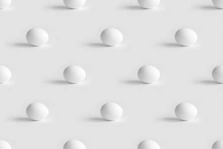 White easter eggs seamless pattern on white background. Happy easter minimal food concept