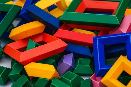 Developing children's toys. Colored blocks of the designer