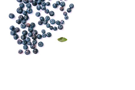 Blueberry isolated on a white background. Flat lay, top viewの写真素材