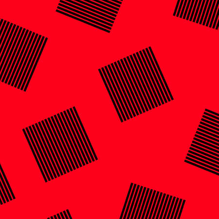 Abstract red background with black squares. Geometric figures. Minimal retro style, pop artの写真素材