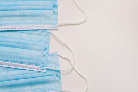 Medical hygienic mask. Protective face masks on a white background with copy space.の写真素材