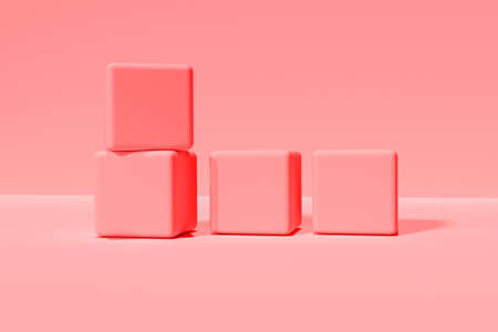 Colored squares. Abstract geometric background. Minimal geometric composition. 3D renderingの写真素材