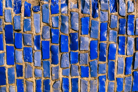 Blue antique mosaic. Abstract geometric mosaic on the floor or wallの写真素材