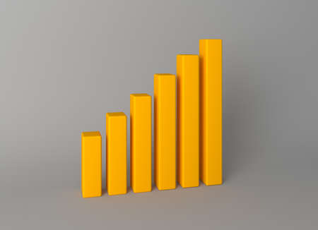 Growing chart in yellow. Business graph on a gray background. The way to achieve success, striving...