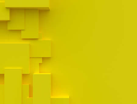 Yellow geometric shapes with copy space. Minimal 3D. Layout for presentation. Surface of geometric shapes. 3D renderingの写真素材