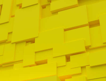 Geometric abstract background. Surface of yellow blocks. Minimal design. 3D renderingの写真素材