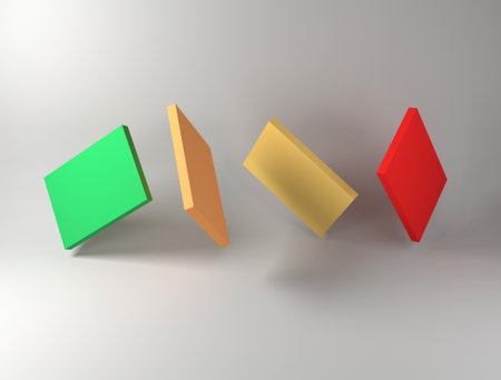 Abstract geometric background. Bright squares on a gray background. Minimal style. 3D rendering.の写真素材