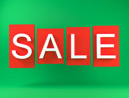 Sale icon on a green background. White letters on a colored background. Sale of special offers and discounts. Sale, Cyber Monday and other promotions. 3D renderingの写真素材