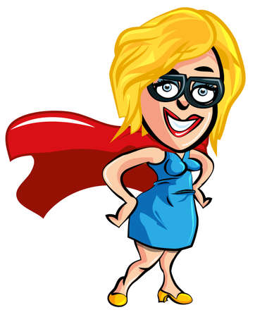 Cartoon woman office worker with superhero capeの写真素材