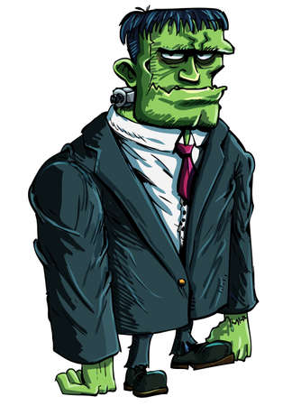 Cartoon Frankenstein moster as a boss. He is in a suitのイラスト素材