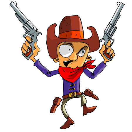 Cartoon cowboy with a gun belt. Isolated on whiteのイラスト素材