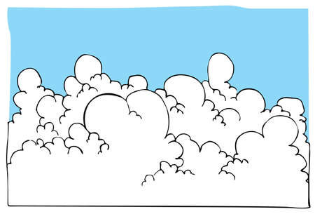 Cartoon illustration of Cloudscape with blue sky behindのイラスト素材