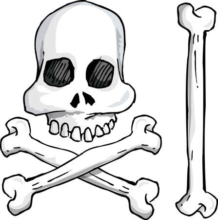 Illustration of skull and crossbones. Isolated on whiteのイラスト素材