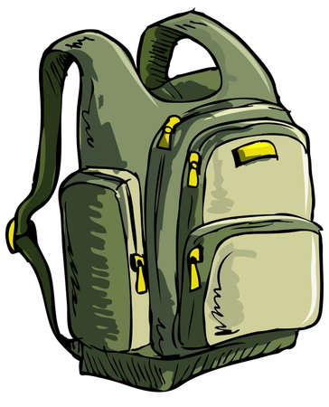 Illustration of a backpack. Isolated one whiteのイラスト素材