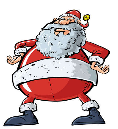 Cartoon Santa with a big belly. Isolated on whiteのイラスト素材