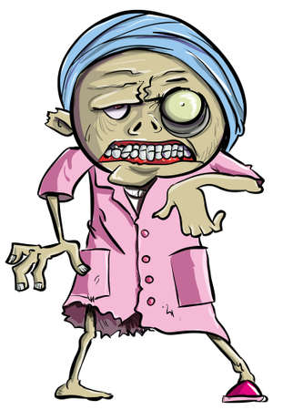 Cartoon zombie grandma isolated on whiteのイラスト素材