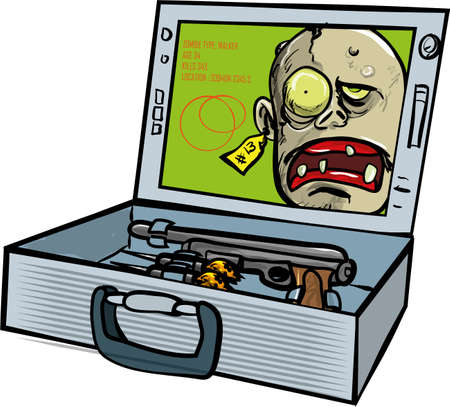 Zombie fighting kit equipment  Isolated on whiteのイラスト素材