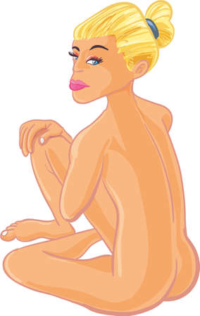 Nude female illustration  Isolated on whiteのイラスト素材