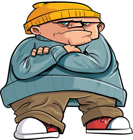 Mean cartoon bully boy . Isolated on whiteのイラスト素材