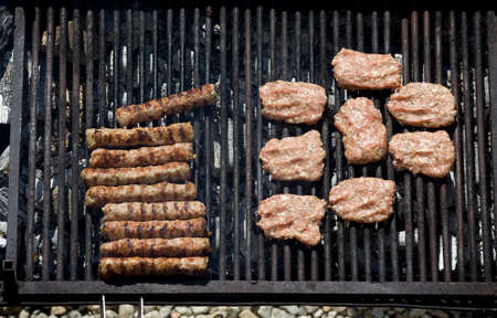 Kebapcheta and meatballs on charcoal grillの写真素材