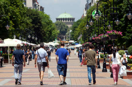 Street scene of downtown city of Sofia, Bulgaria のeditorial素材