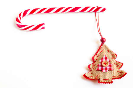 Christmas sugar cane and decoration toy Christmas tree.の写真素材