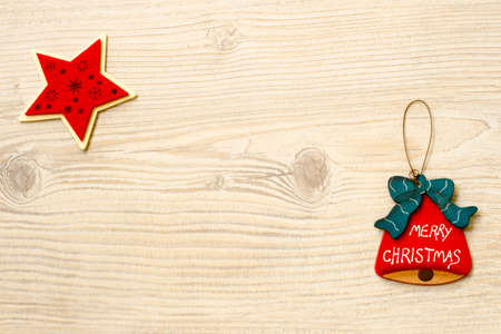 Christmas decoration bell and big red star.の写真素材