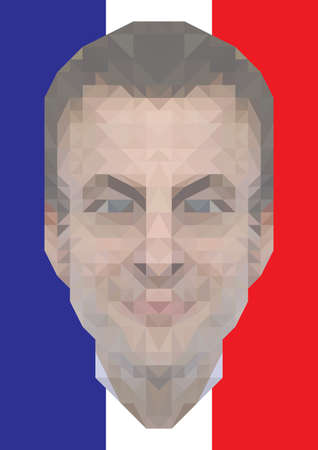 May 8, 2017: A vector illustration of a portrait of President Emmanuel Macron on a white background.のイラスト素材