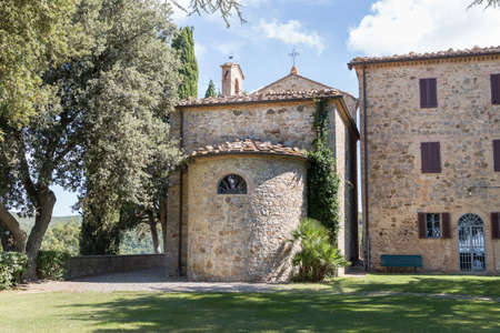 ITALY, TUSCAN - 03 SEPT: View from Frescobaldi's Castelgiocondo Estate in Tuscany, Italy, 03 September 2018.のeditorial素材