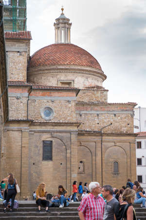 ITALY - FLORENCE - SEPTEMBER 3: People are walking in front of Medici Chapel in Florence Italy on September 3 2018.のeditorial素材