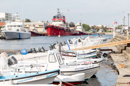 GREECE, ALEXANDROUPOLIS - JULY 27, 2018: The fishing port of the town.のeditorial素材