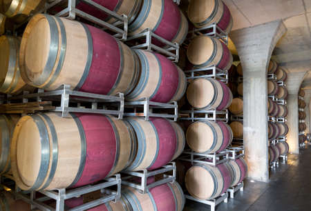 Wine barrels in cellar in Italy, Tuscan.のeditorial素材
