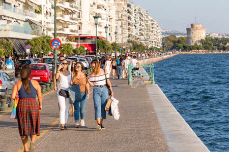 THESSALONIKI, GREECE - SEPTEMBER 15: People are walking through Leoforos Nikis boulevard, on September 15, 2018 in Thessaloniki.のeditorial素材