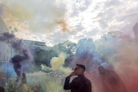 SOFIA, BULGARIA - MAY 25: Graduates celebrate their graduation in Sofia downtown, May 25, 2019.